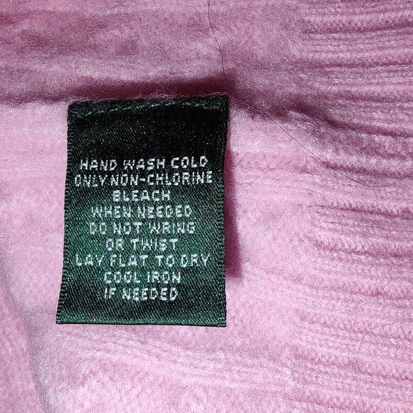 RALPH LAUREN 100% CASHMERE CABLE KNIT SHAWL COLLAR SWEATER PINK SIZE MEDIUM - Picture 4 of 8